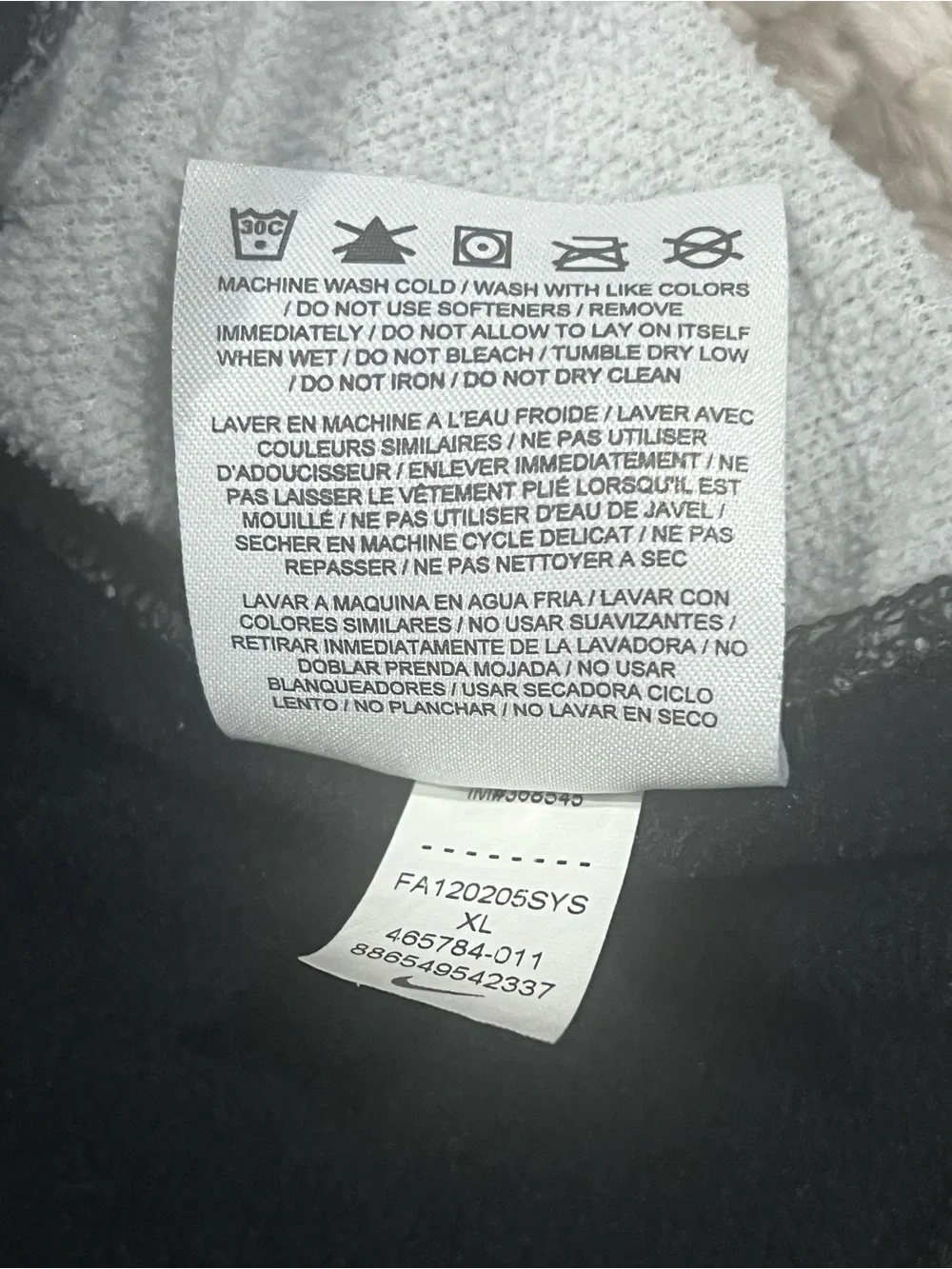 Nike Therma Fit Pull Over Hoodie, Mens XL, Black/Grey